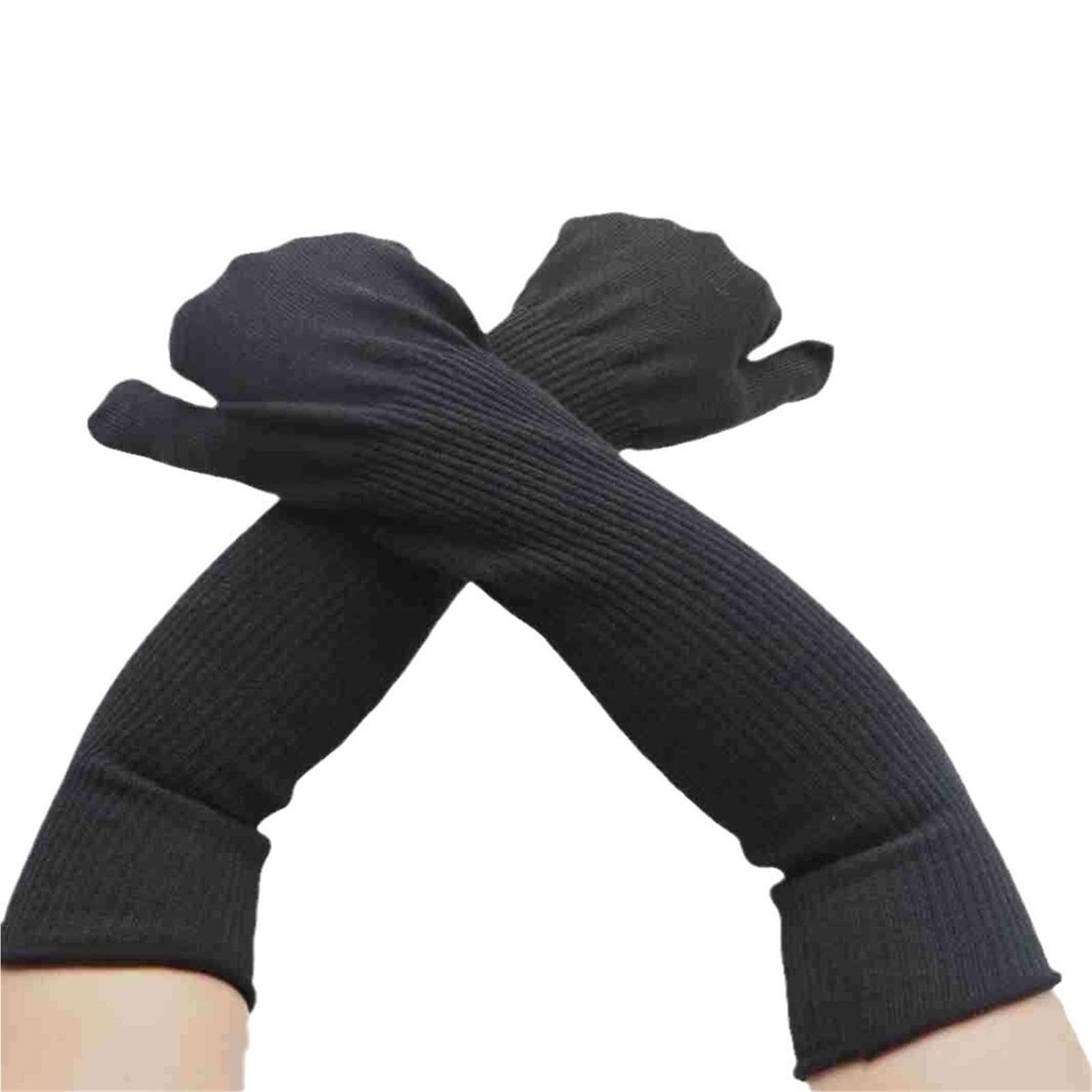 Guantes resistentes a cortes, Guantes largos de aramida negra 1414 con protección for los brazos, ignífugos, resistentes a altas temperaturas y a cortes de nivel 5.