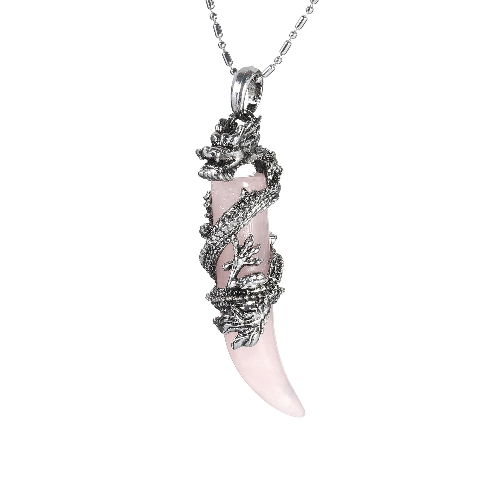 TUMBEELLUWA Dragon Pendant Necklace Wolf Crystal Stone Birthstone Protection Amulet Fengshui Jewelry Gift for Men Women