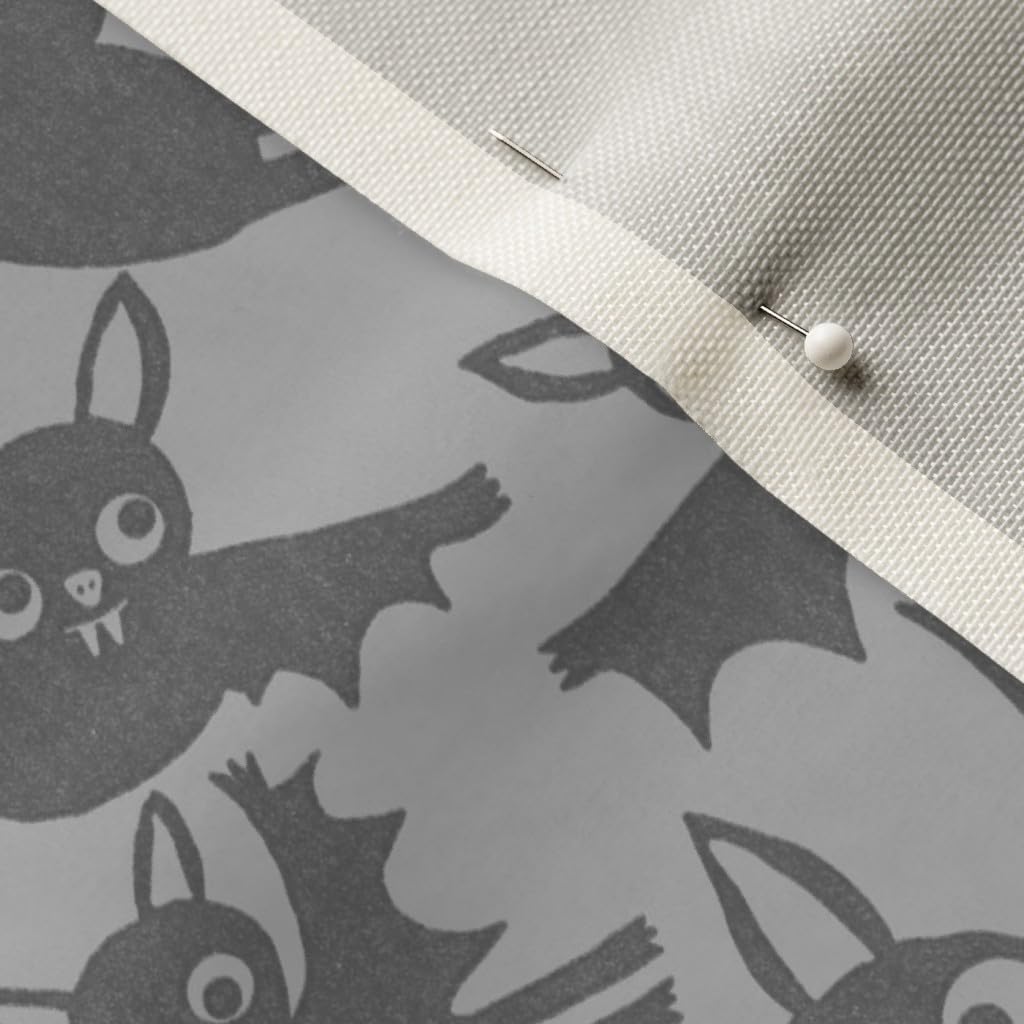 Spoonflower Fabric - Halloween Bats Bat Animal Flight Retro Gray Printed on Upholstery Velvet Fabric Fat Quarter - Upholstery Home Decor Bottomweight Apparel