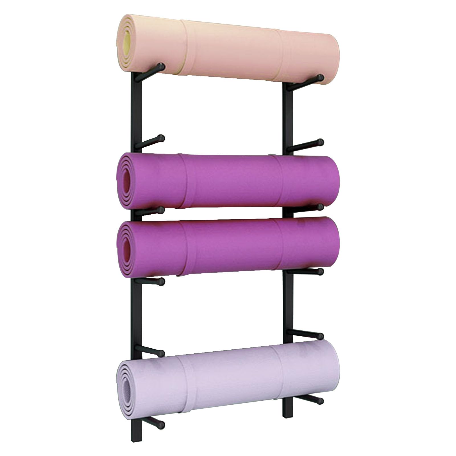 Yoga Mat Wall Holder, Workout Equipment Wall Mount Shelf 69 Tier Metal Foam Roller Organizer & Hanging Exercise Mats Storage Rack for Home Gym Commercial