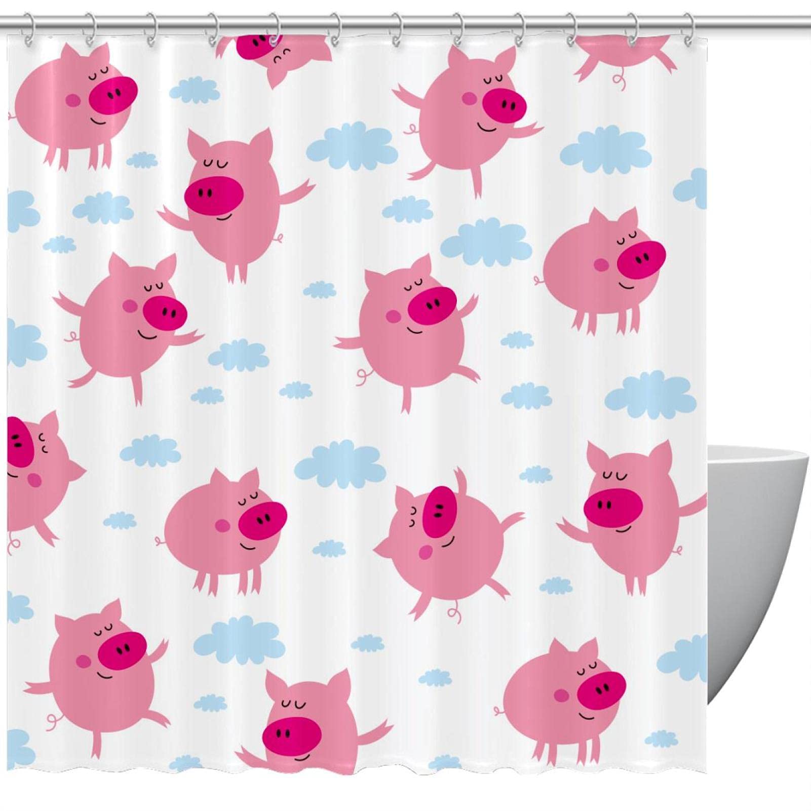 Rideau de douche cochon 168x183 cm pour protéger votre sol des fuites d'eau