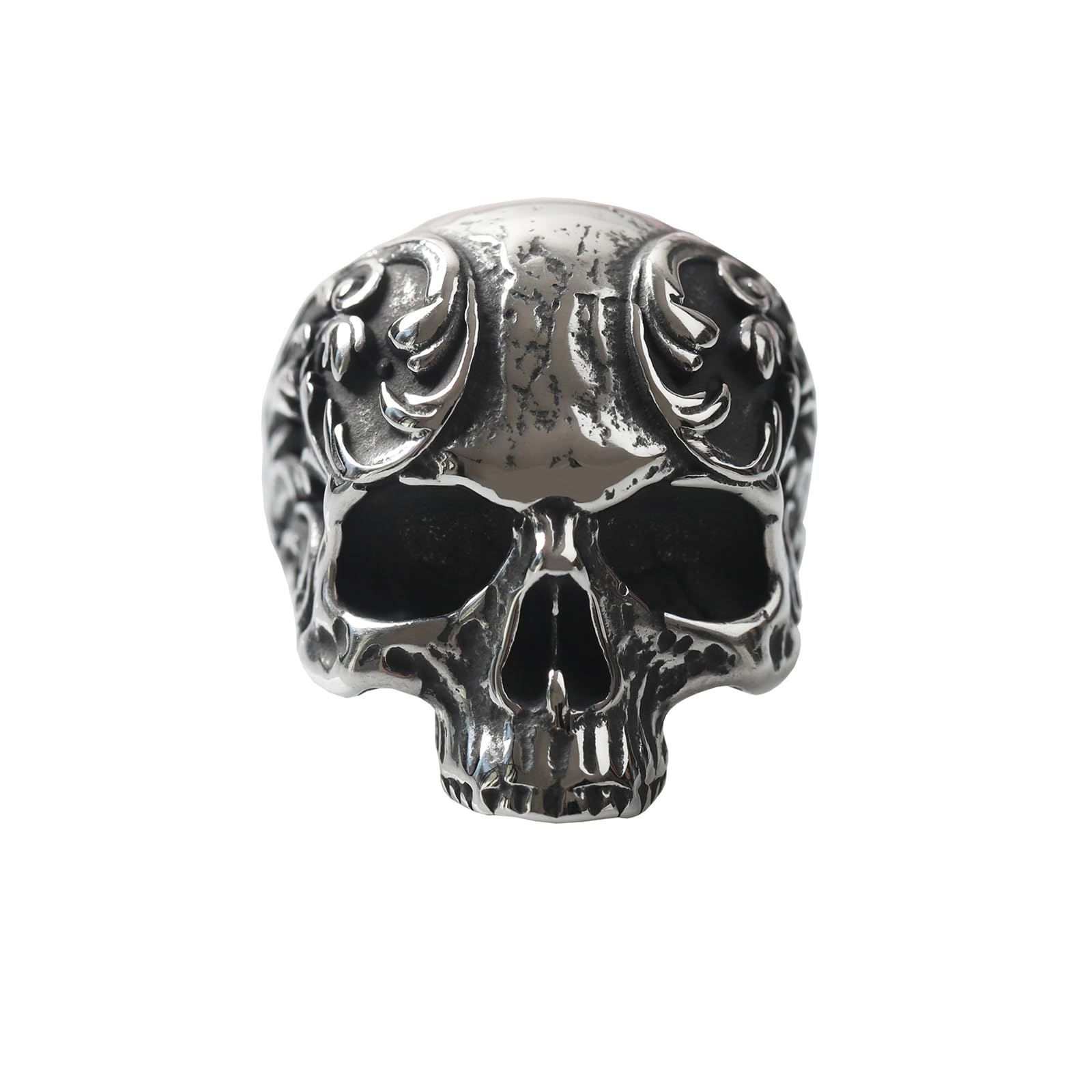 VELESAY Anillos Hombre Acero Inoxidable Anillo Gótico Punk Calavera Anillo Vintage Biker Skull Anillo Calavera Mujer Acero Anillos Joyería