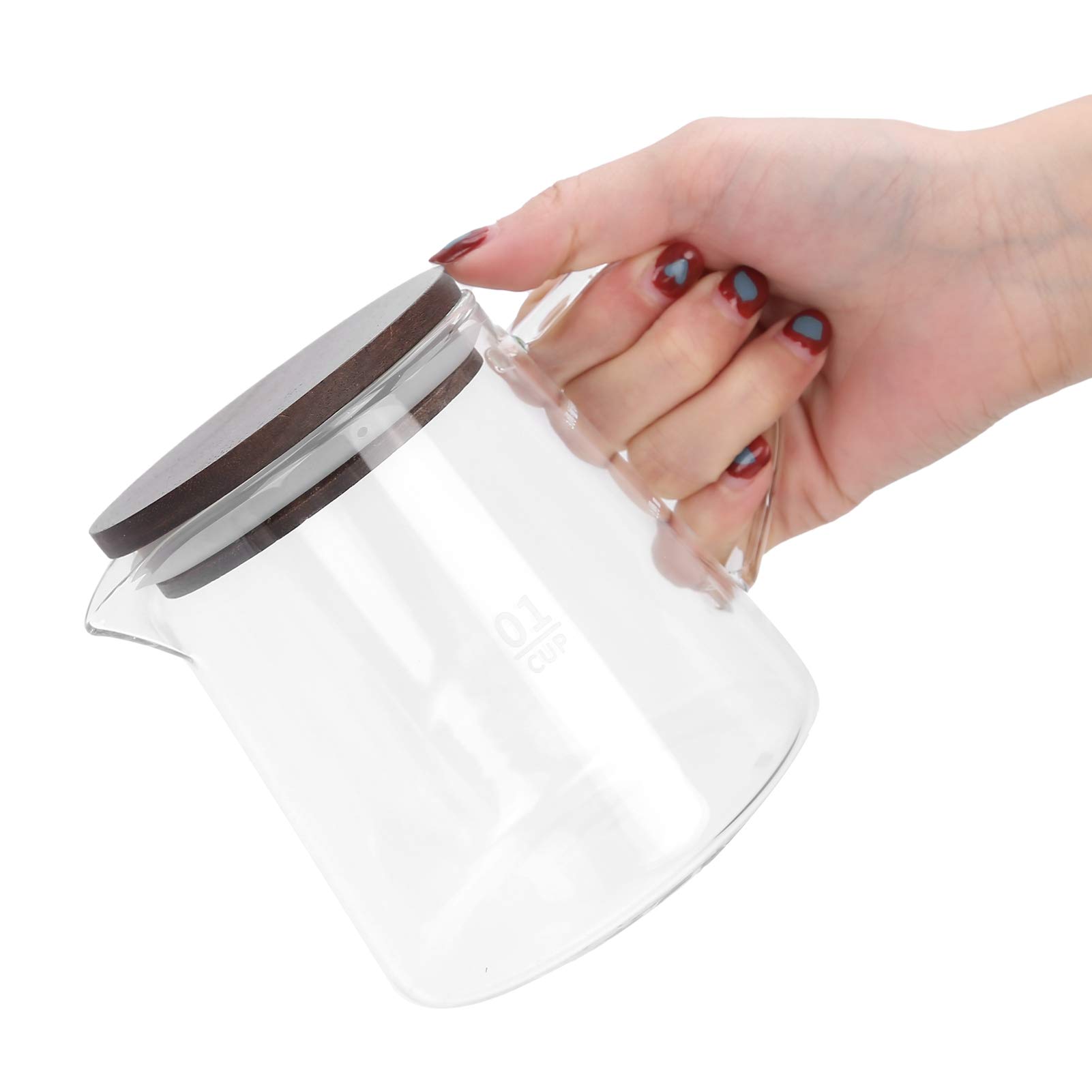 Glass Coffee Server, 300ml Clear Coffee Carafe with Wooden Lid Pour over Decanter Glass Coffee Maker Coffee Pot Teapot Teakettle