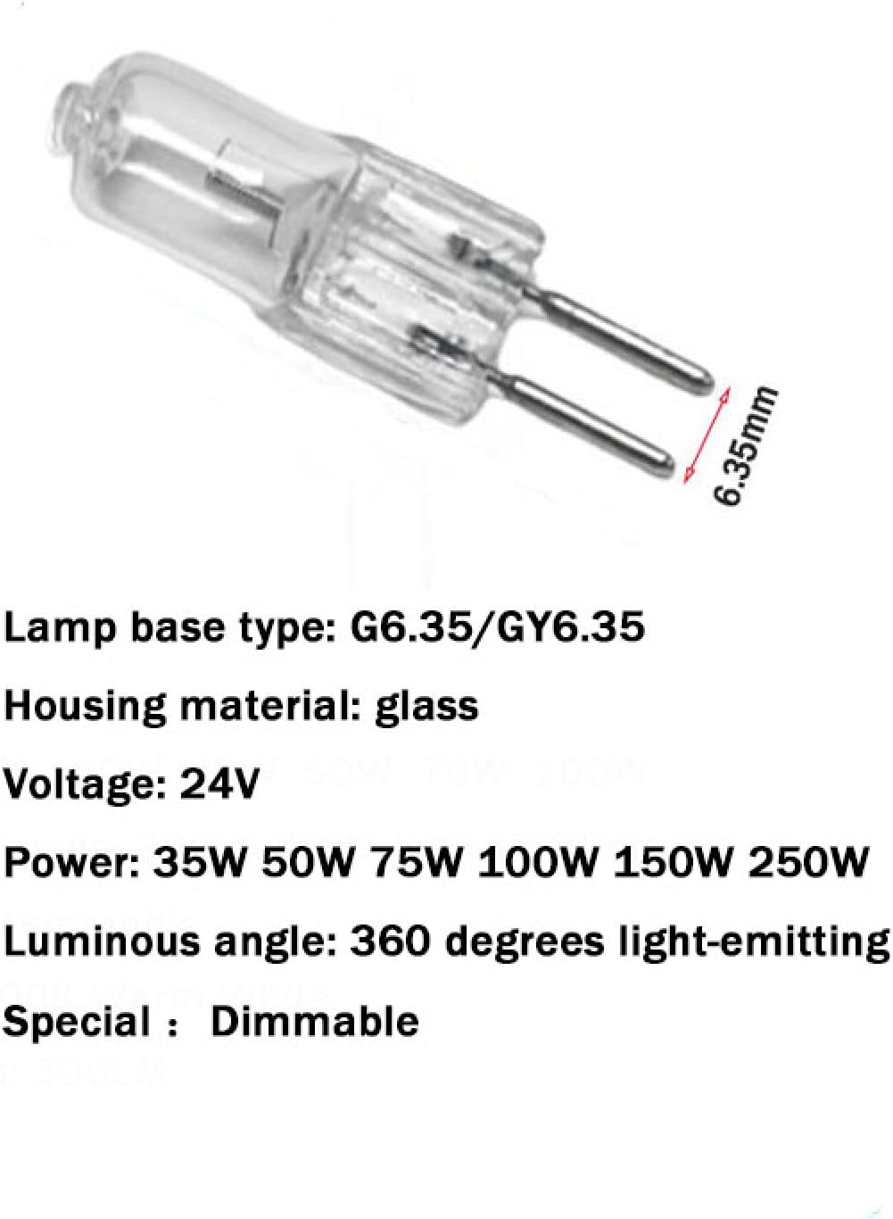 G6.35 Halogen Bulbs Pack of 5 Gy6.35 Halogen Bulbs Dimmable 24 V 35 W G6.35 Halogen Lamp Warm White Lava Lamp Light Bulb Pen Base Lamp,100W