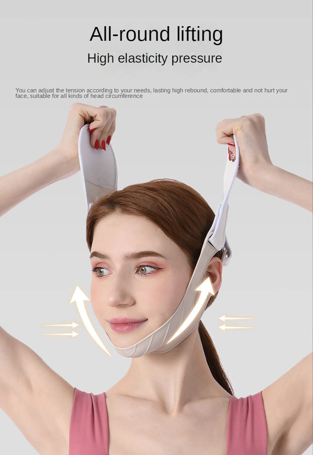 Silicone Face-lifting Mask V-face Straps Beauty Face Sculpture Face Tightening Face-lifting Bandages (silicone light grey)