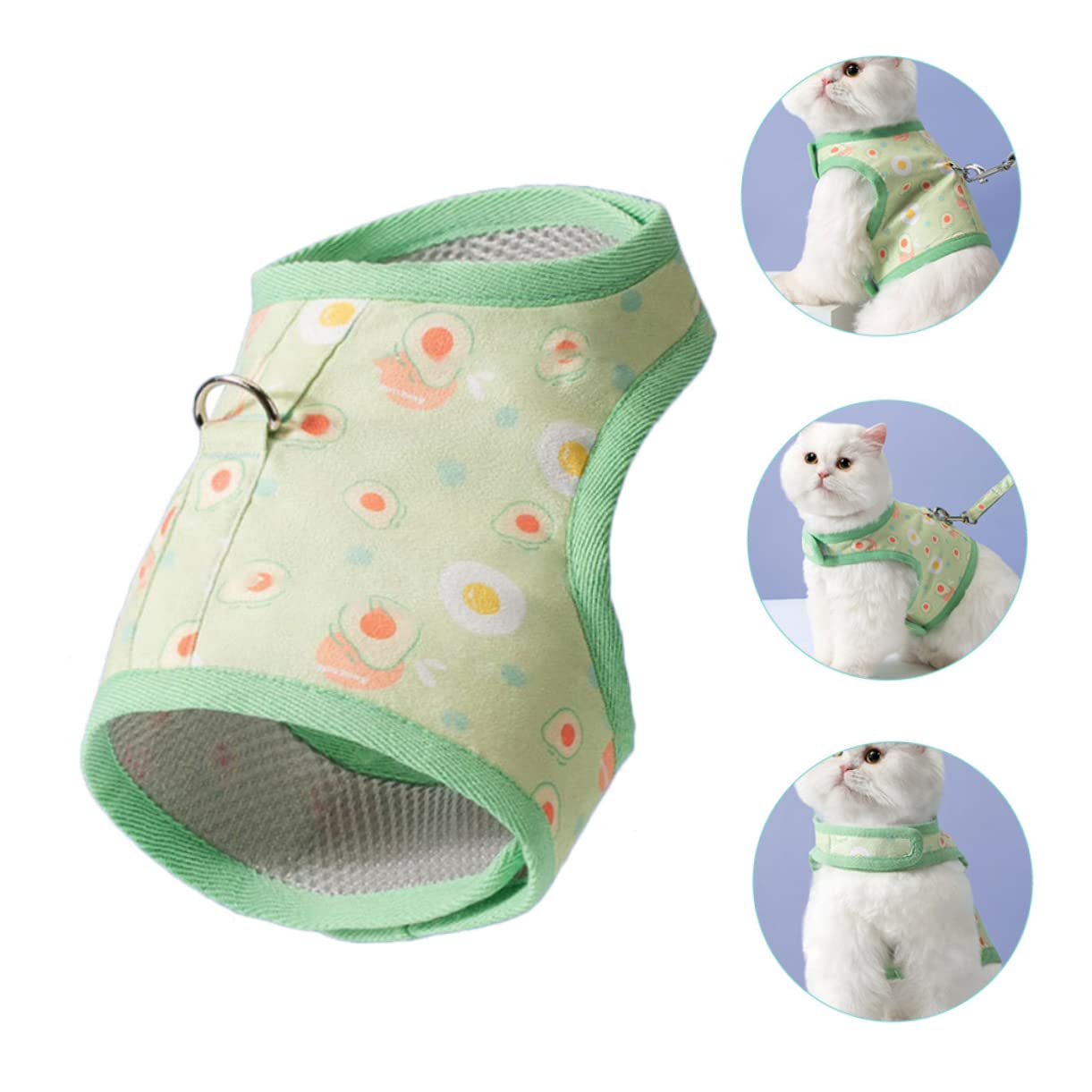Happyyami 3juegos Arnés y Correa De Vestido para Gato Diseño De Aguacate Arnés para Mascotas para Paseos y Actividades Al Aire Material y Transpirable Mediano
