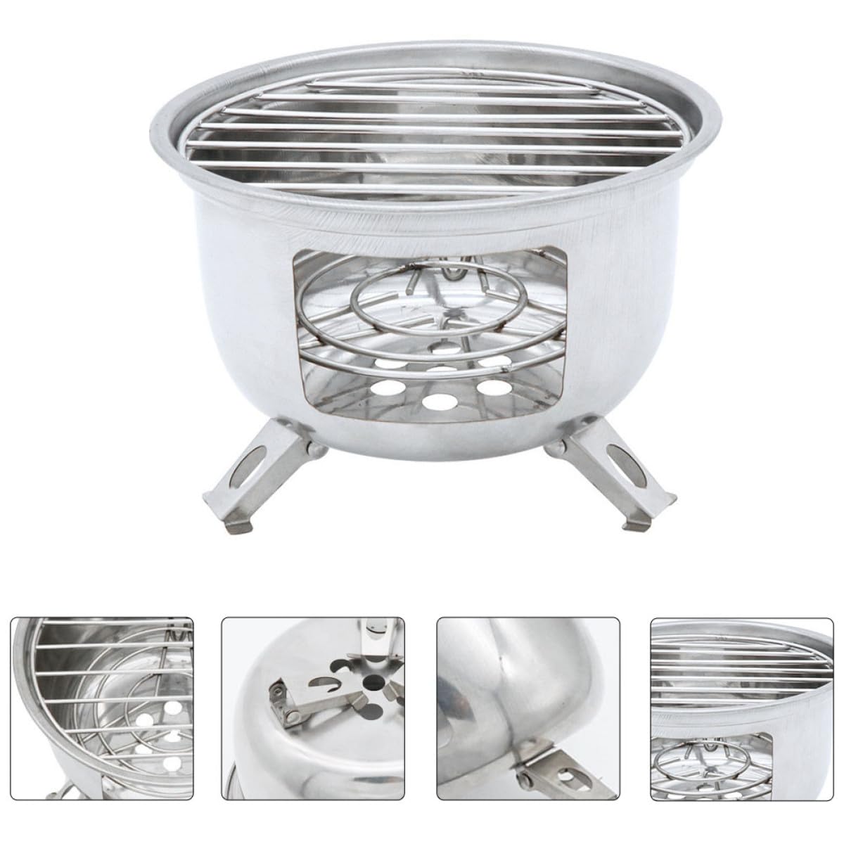 Przenośny mini grill ze stali nierdzewnej ze stojakiem na statyw kompaktowa kuchenka kempingowa do grilla na świeżym powietrzu akcesoria turystyczne lekka przenośna kuchenka do grilla