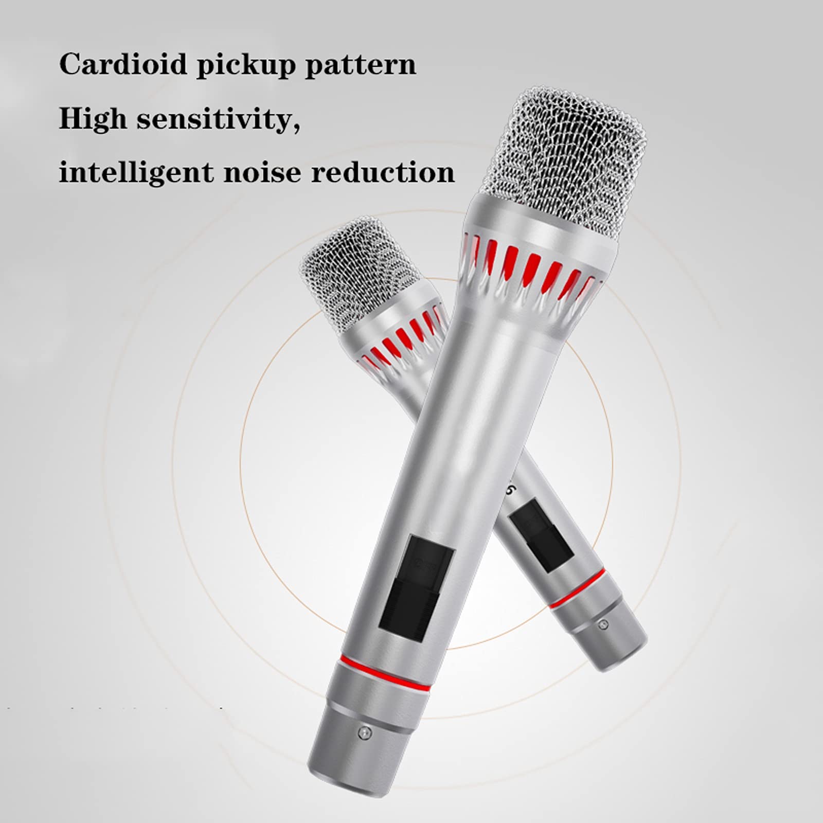 Profesjonalny dynamiczny mikrofon wokalny Cardioid Point Pickup metalowy ręczny mikrofon do karaoke mikrofon przewodowy z kablem XLR do 6,5 mm / 3,5 mm, srebrny zestaw mikrofonów