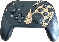 Controle Compativel com Switch, Pro, Sem Fio, Vibração HD, Controle de Movimento, Funcionalidade Embutida (Preto e Dourado)