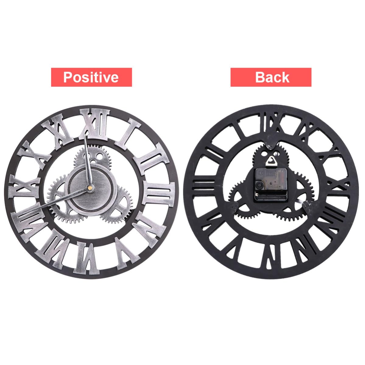 Orologio da Parete a Ingranaggi Stile Industriale Argento | Metallo e Legno, Installazione Semplice e Rimozione Rapida, per Camera da Letto o Idea Regalo