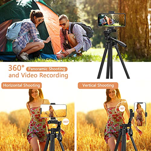 Handy Stative, Smartphone Stativ Lightweight Fotostativ 136cm aus Aluminium Tragfähigkeit 3KG Dreibein Stativ mit… – Bild 6