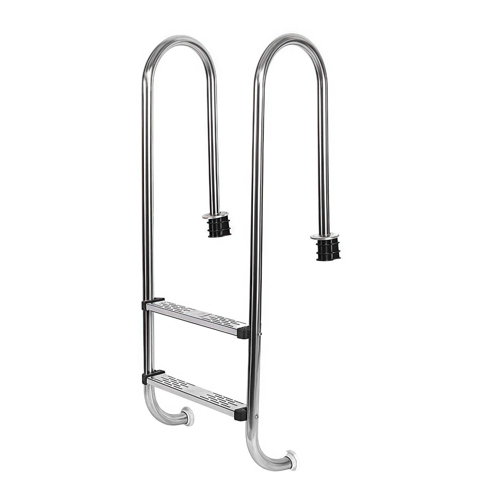Scaletta per Piscina, 2-4 gradini con Doppio corrimano e gradini in Acciaio Inox, per Piscine interrate, Interne ed Esterne.