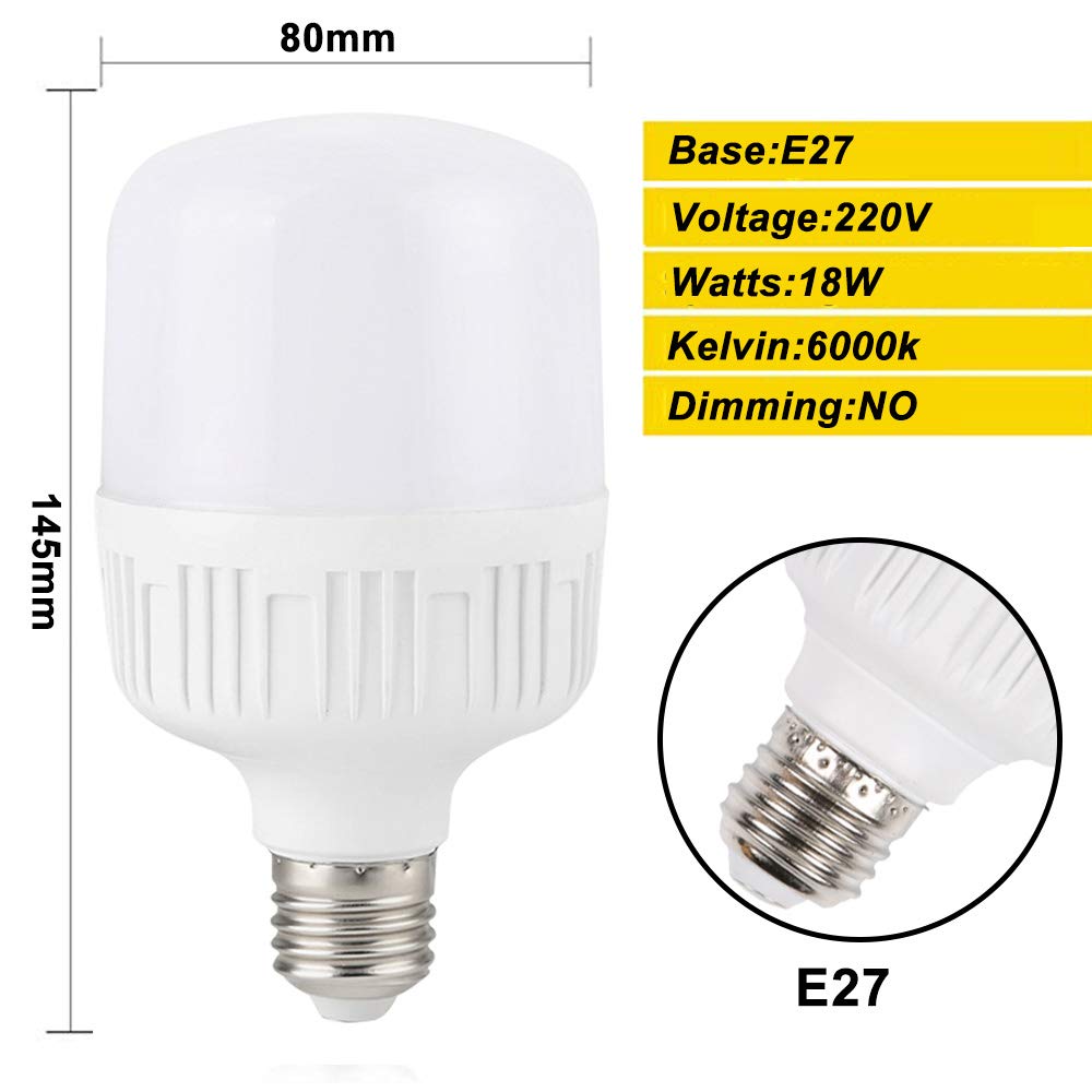 Mengjay LED E27 Kaltweiß 18W led Lampe 6000K 1800LM E27 Led Birne Ersatz 175W Glühlampe, E27 Led Glühbirnen Lampen Led Birnen Licht Leuchtmittel Energiesparlampe, 20er Pack