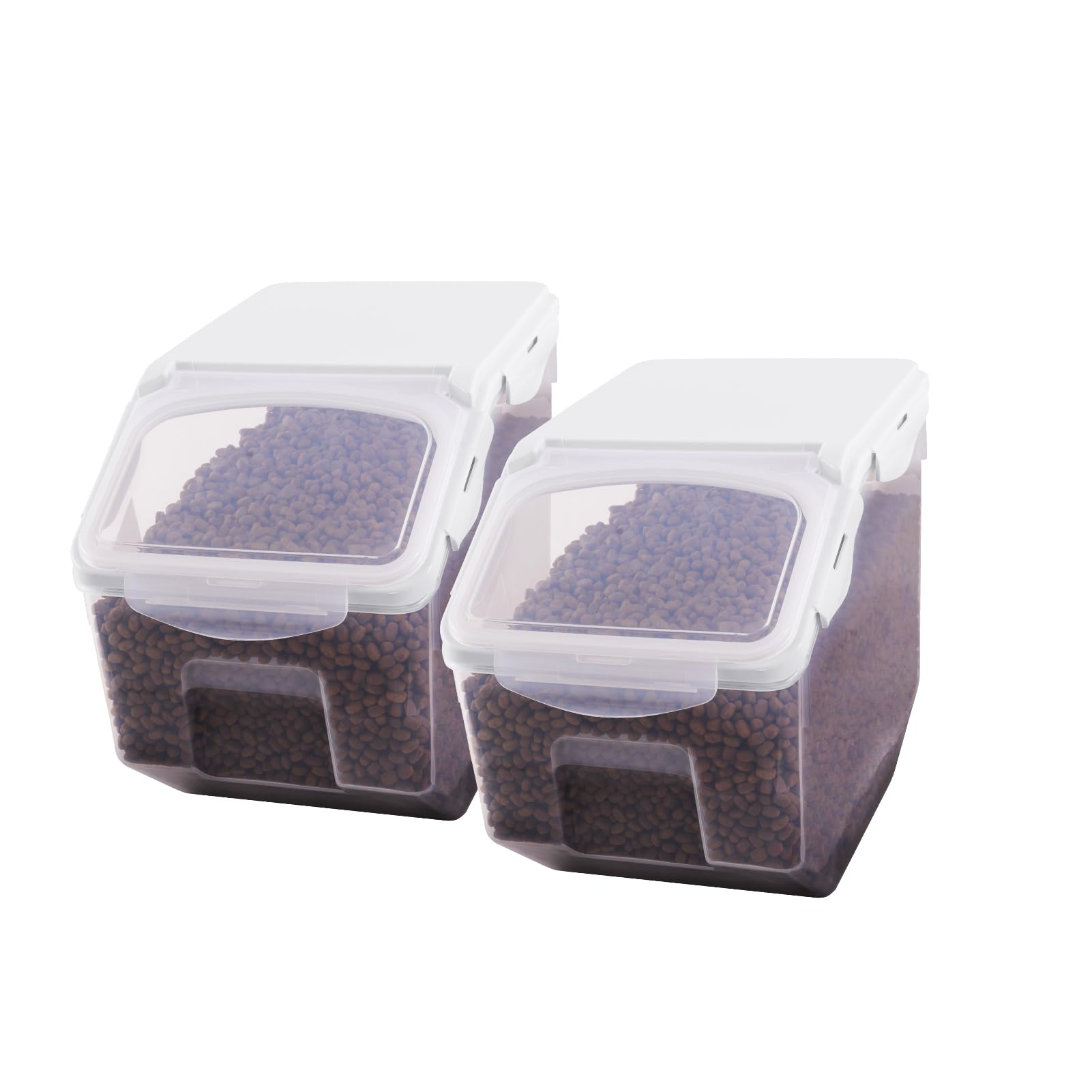 HBlife 2 Pack Plastic Pet Food Storage Container with Measuring Cup Large Airtight Rice Dispenser, Dog Food Storage Bins, Clear (Small)