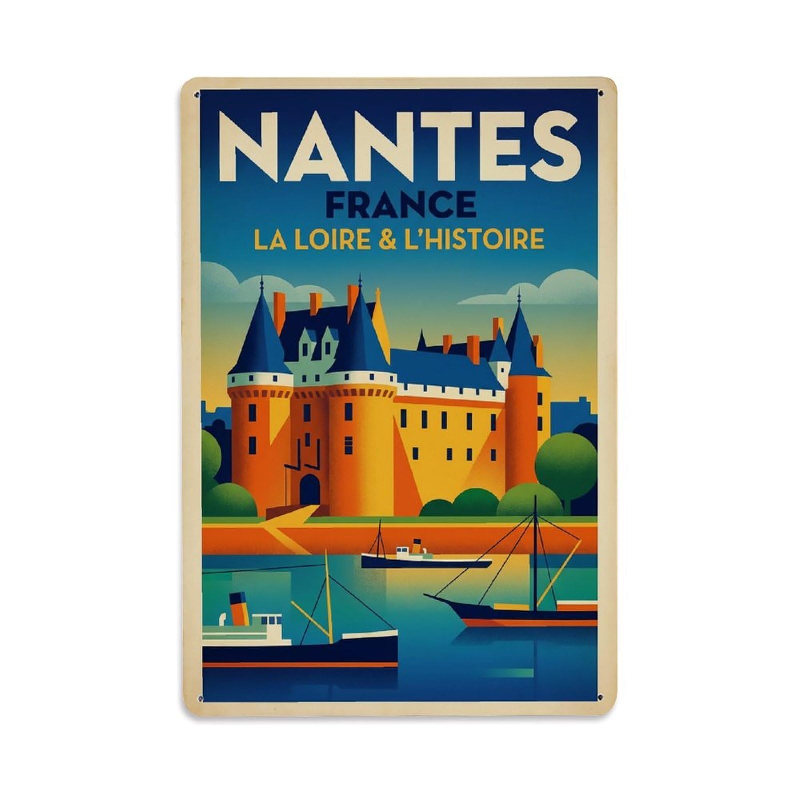 Travel Retro France Nantes Metal Tin Sign