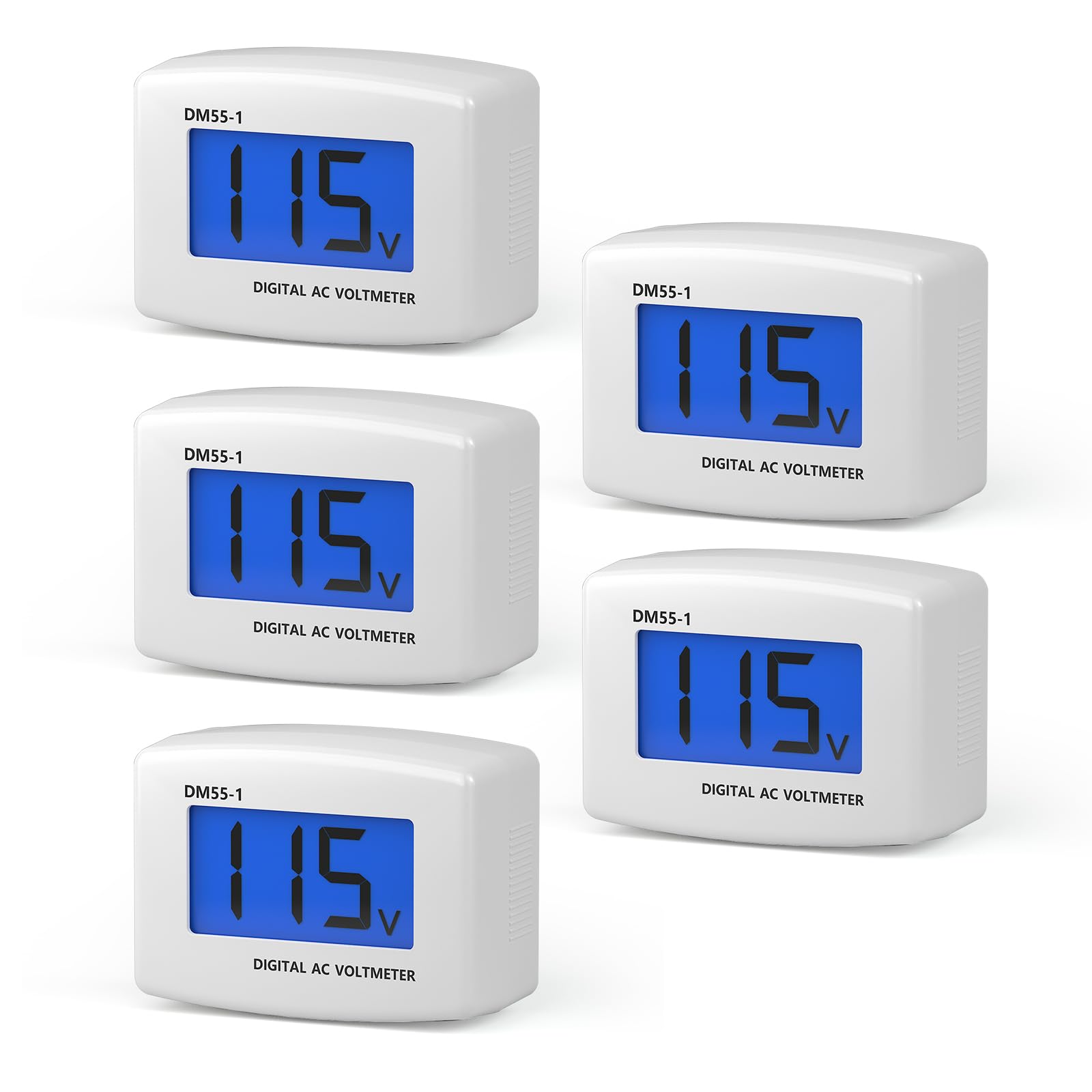 DROK Electric Voltage Testers 5pcs, AC 80-300V LCD Display Flat Plug Voltmeter Electrical Outlet Tester Plug in Digital Voltage Meter
