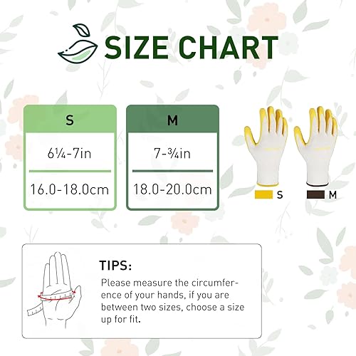 Miniatura 7 de HANDLANDY Guantes de jardinería para mujer, 3 pares de guantes de trabajo transpirables con revestimiento de nitrilo, el mejor regalo para mujeres