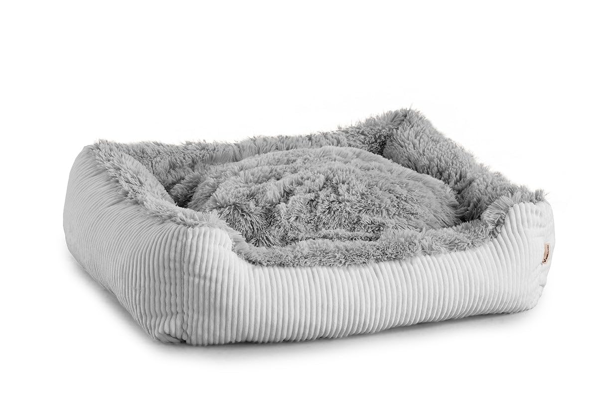 Gutekissen® Shaggy Hundebett Mittelgroße Hunde - Hundekissen Waschbar - Farb- und Größenwahl (M - 80x70, Grau)