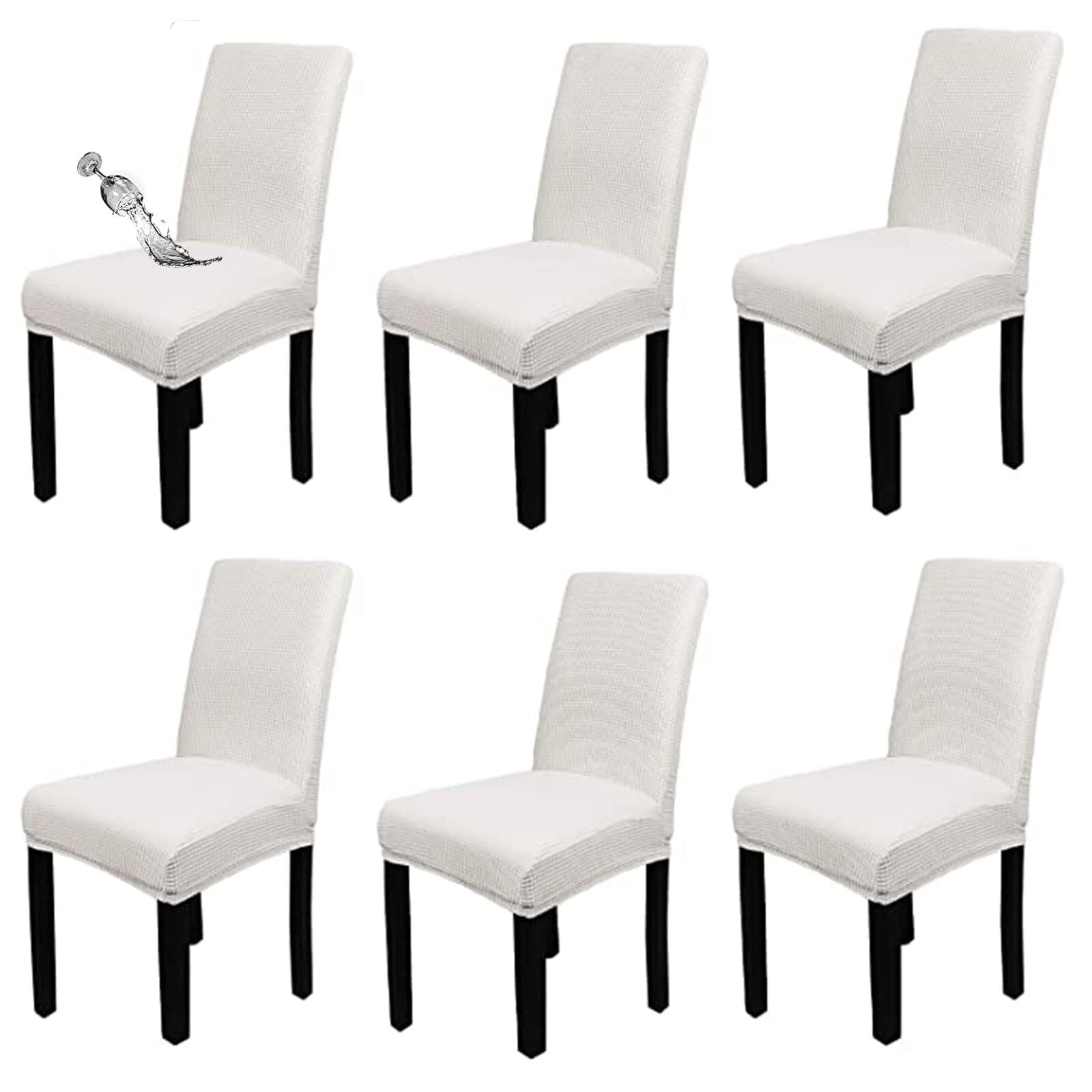 NMVAWIPT Waterproof Dining Chair Covers With Elastic Hem, Stretch Removable Washable Seats Slipcovers(14#,6pcs)