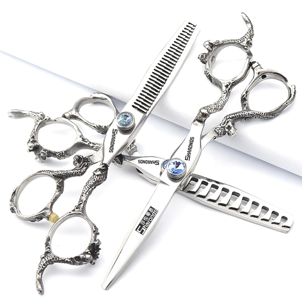 Hair Scissors, Professional Hair Scissors, Rose Razor (6 Inches, Pack of 3) | 440C stainless steel, scissor bag is a gift-image-45