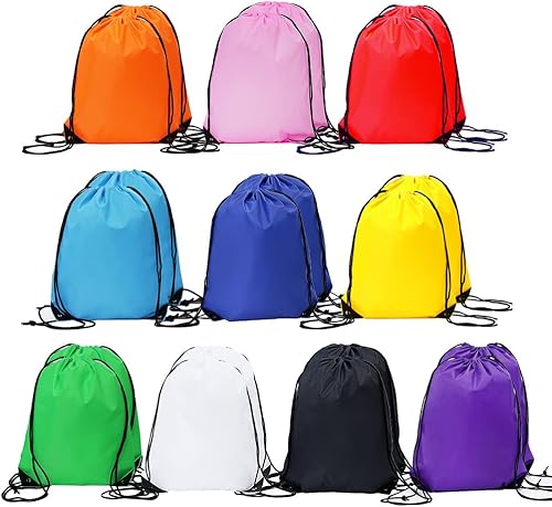 20 unids Mochila con cordón a granel Draw String Bolsas Cinch Bolsa de poliéster para gimnasio Deporte, 10 colores