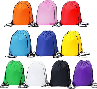 20 Pcs Drawstring Backpack Bulk Draw String Bags Cinch Polyester Bag for Gym Sport, 10 colors