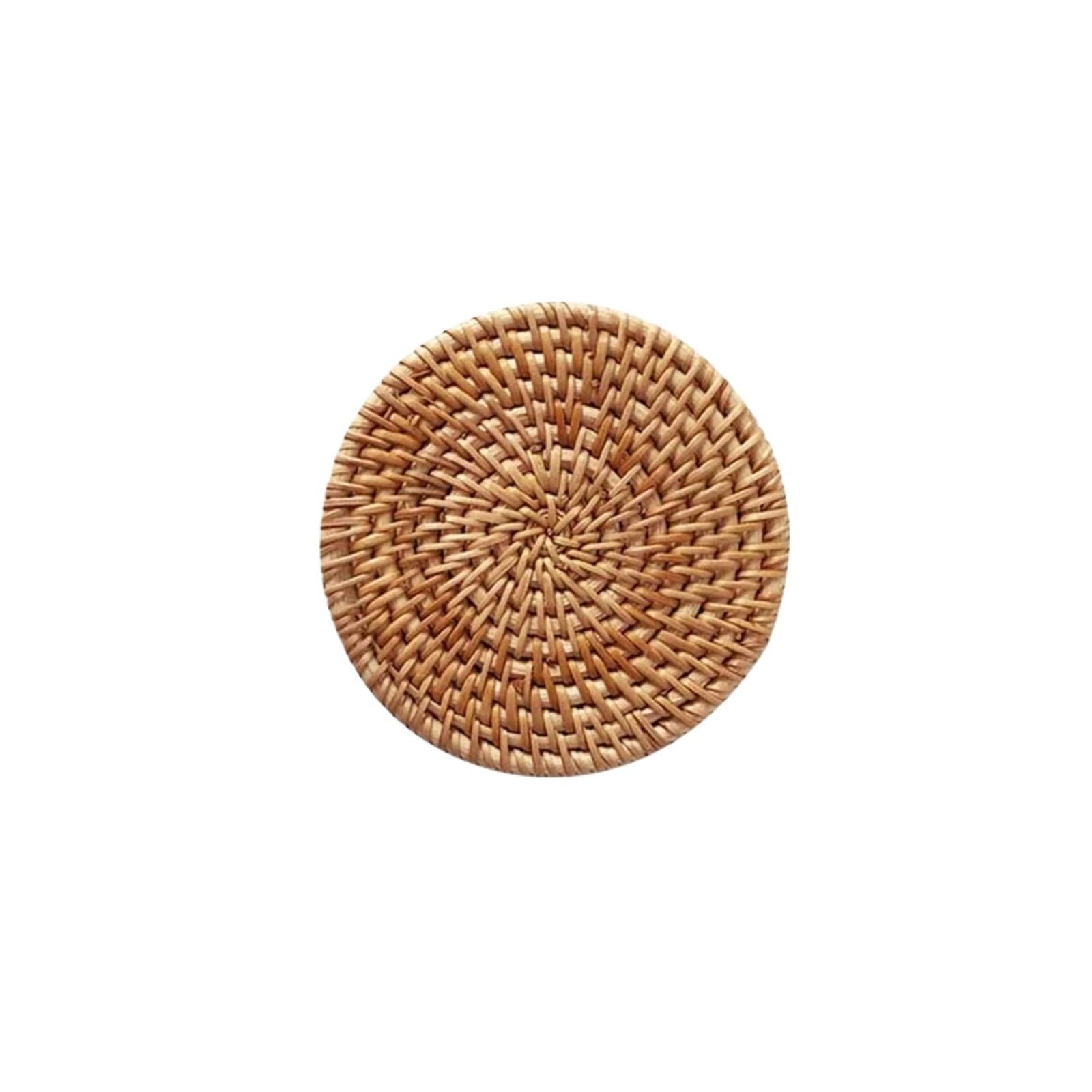 GrassWoven Placemat, 6 Rattan Placemats 10-20 cm Round Heat Insulation for Dining Table(10cm)
