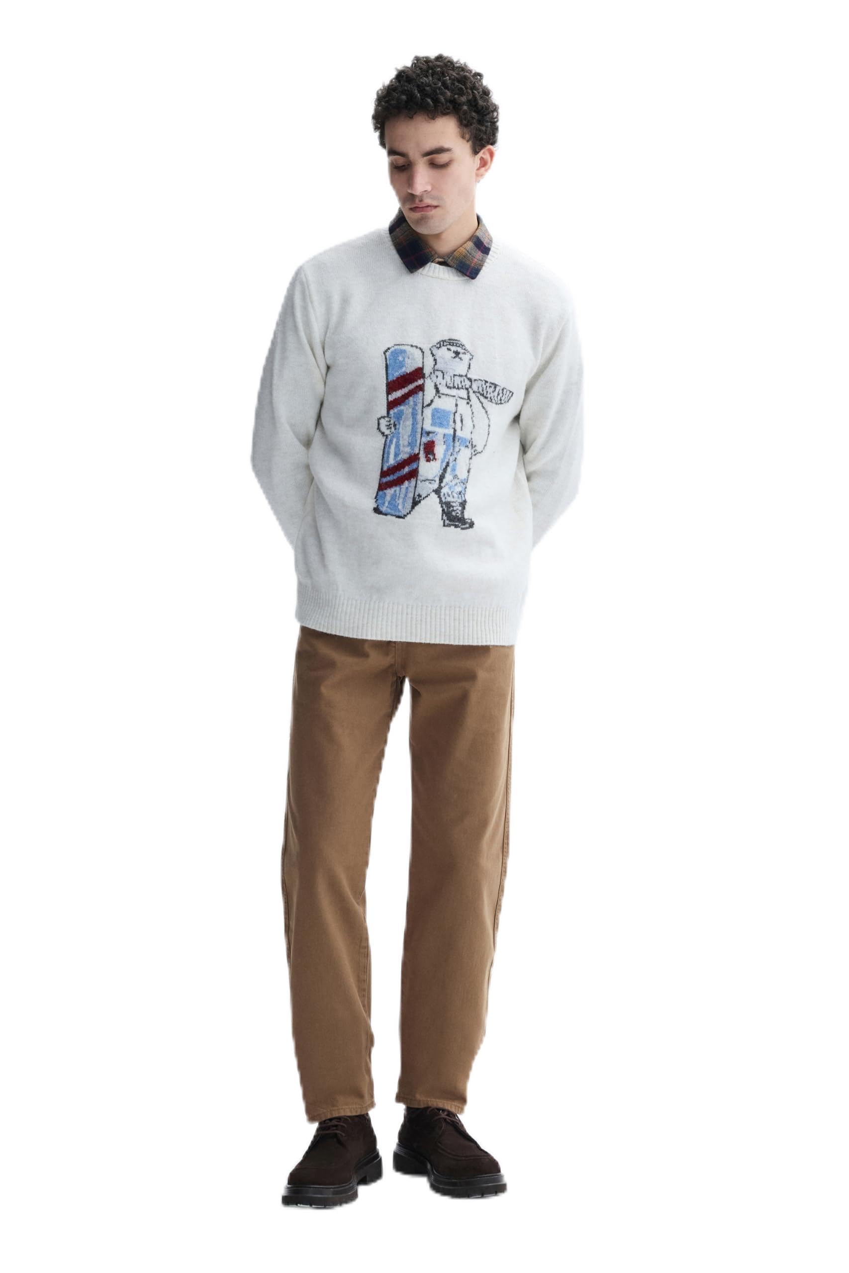 Erkek Kahverengi Straight Fit Chino Pantolon