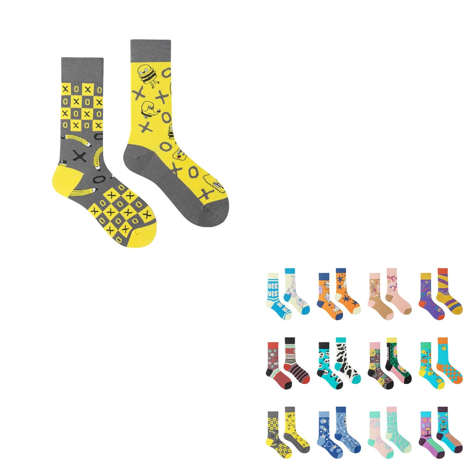 Repaly Womens Casual Athletic Aesthetic Socks, Cute Cozy Crew Socks, Soft Hiking Socks(Yellow,10 pairs)
