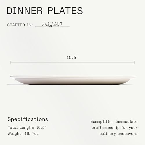 Vista 5 de Made In Utensilios de cocina - Platos llanos de 11 pulgadas - Juego de 4 - Blanco - Porcelana - Fabricado en Inglaterra