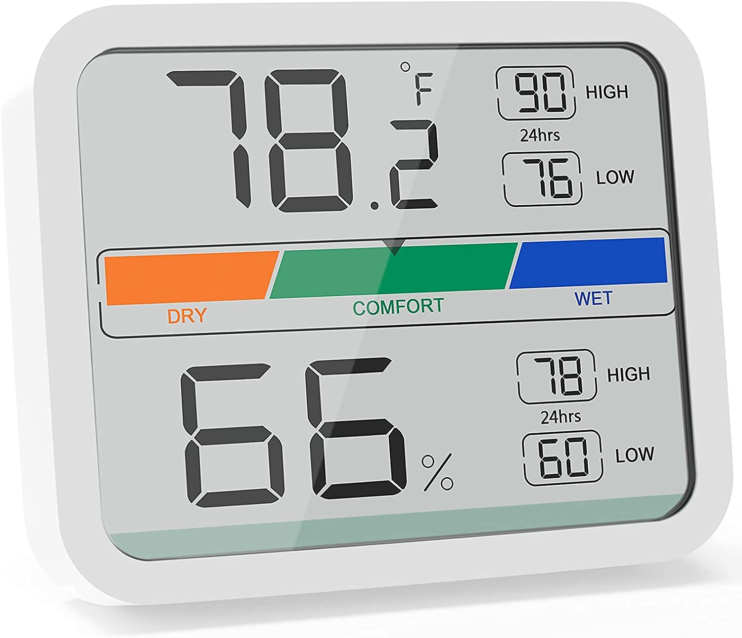 KASTWAVE Hygrometer Indoor Thermometer, Room Humidity Gauge with Temperature, Digital Temperature and Humidity Monitor with Min and Max Records Indicator for Home Garage Greenhouse