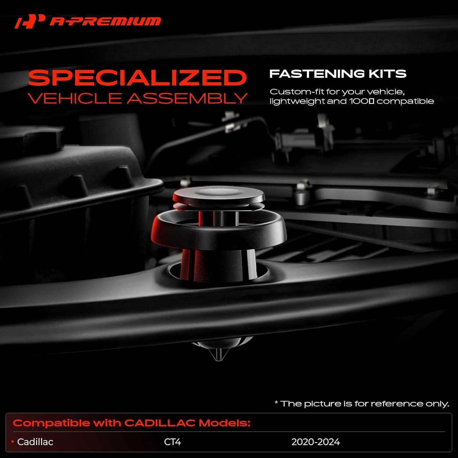 A-Premium 240PCS (24 Sizes/51 oz) Bumper Fender Retainer Clips Kit - Compatible with Cadillac CT4 2020-2024 - Hood Door Trim Panel Push Pin Plastic Nylon Rivet Fastener Set, w/Removal Tool