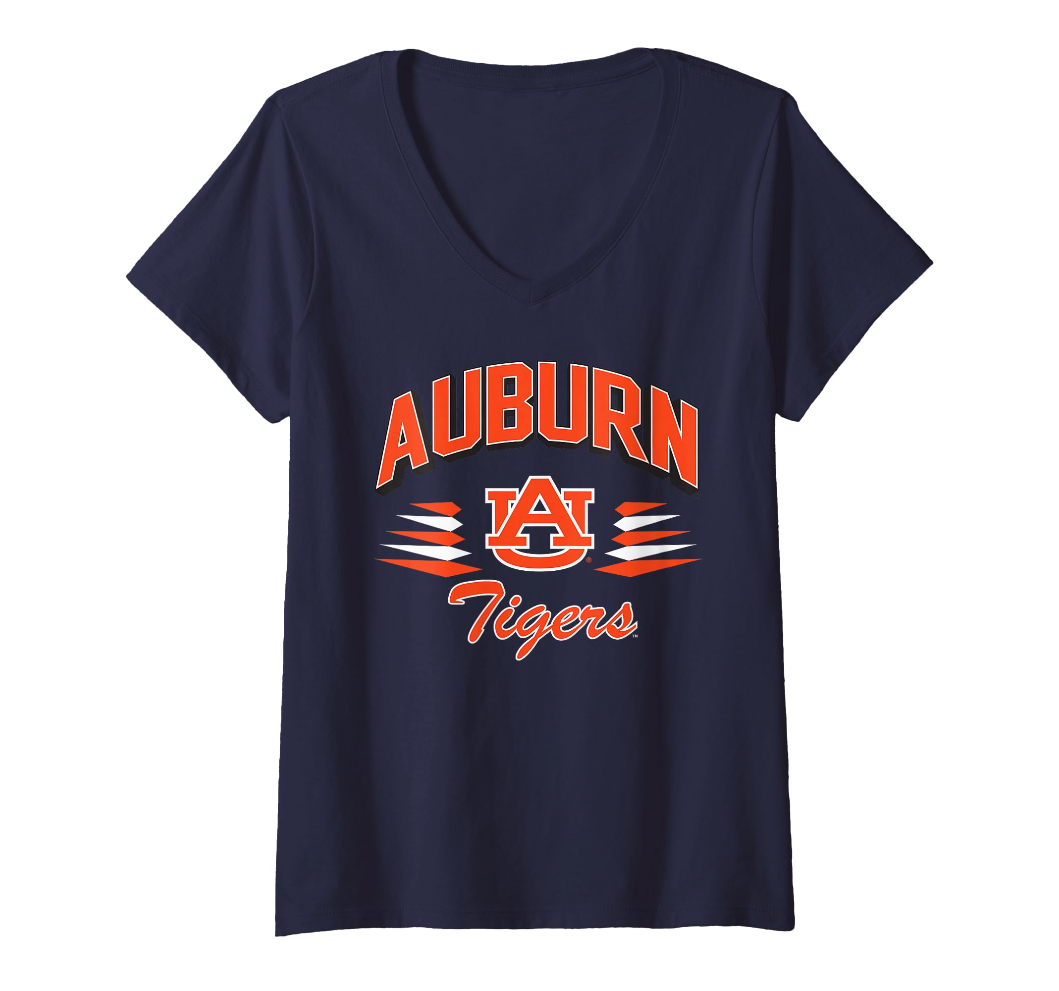 Womens Auburn Tigers Retro Diamond Navy Officially Licensed V-Neck T-Shirt