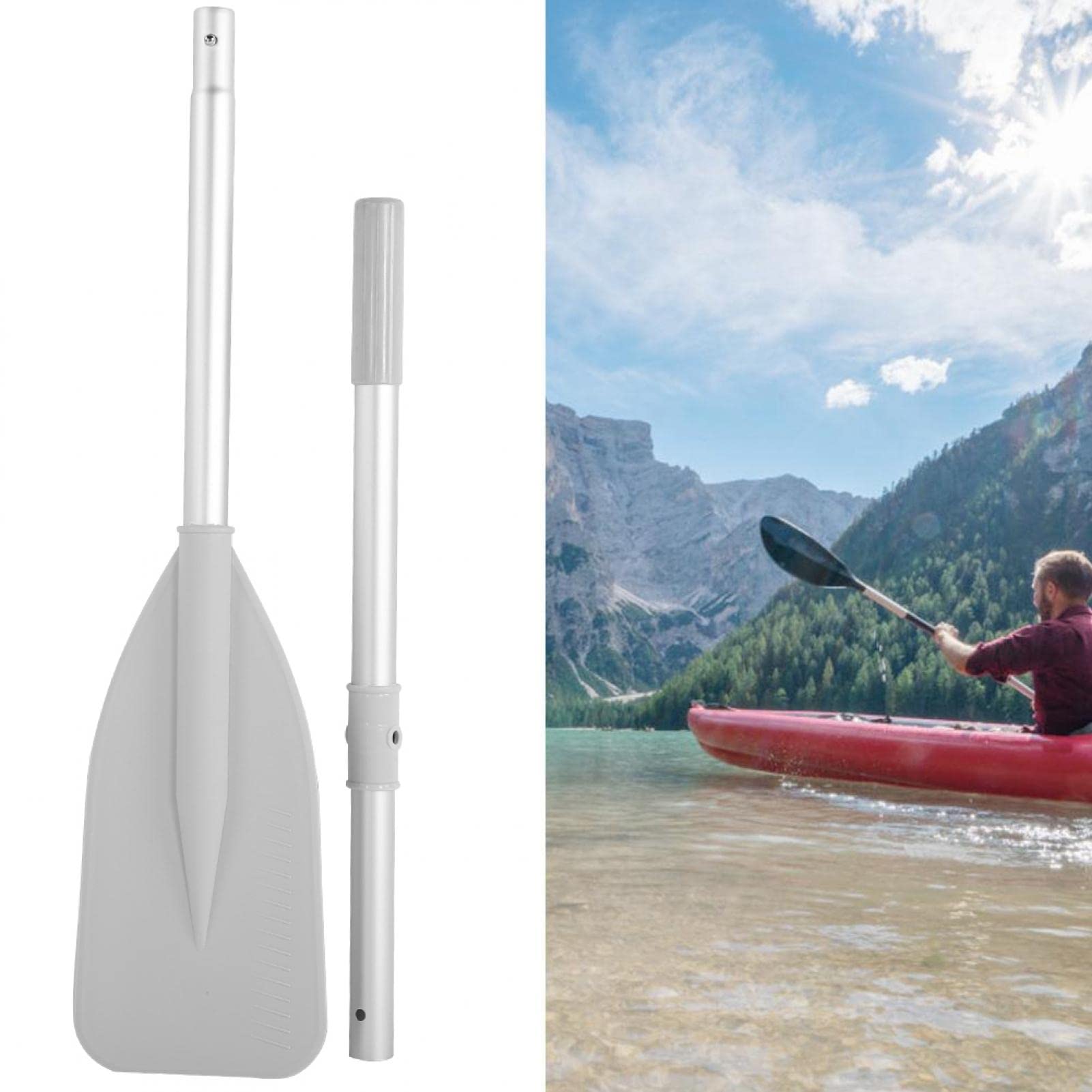 Pagaie per Kayak, Remi per Barche per gommoni, Canoa per gommone ad Alta Resistenza per Sport Acquatici in Lega di Alluminio Remi in Lega di Alluminio 2 Pezzi con Set di canne da 2 Pezzi