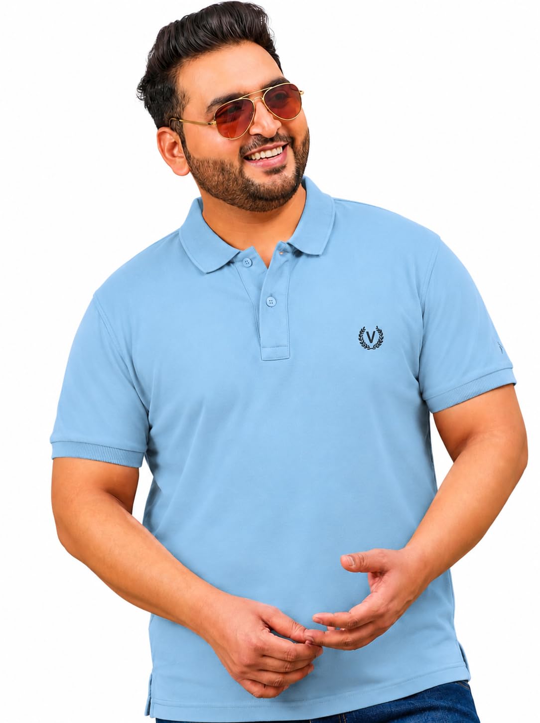 mack jonney Plus Size Men's Solid Polo T-Shirt | Premium Cotton Blend Collared Half Sleeve Regular Fit Casual Polo Tee for Men-MJ-1-picture-24
