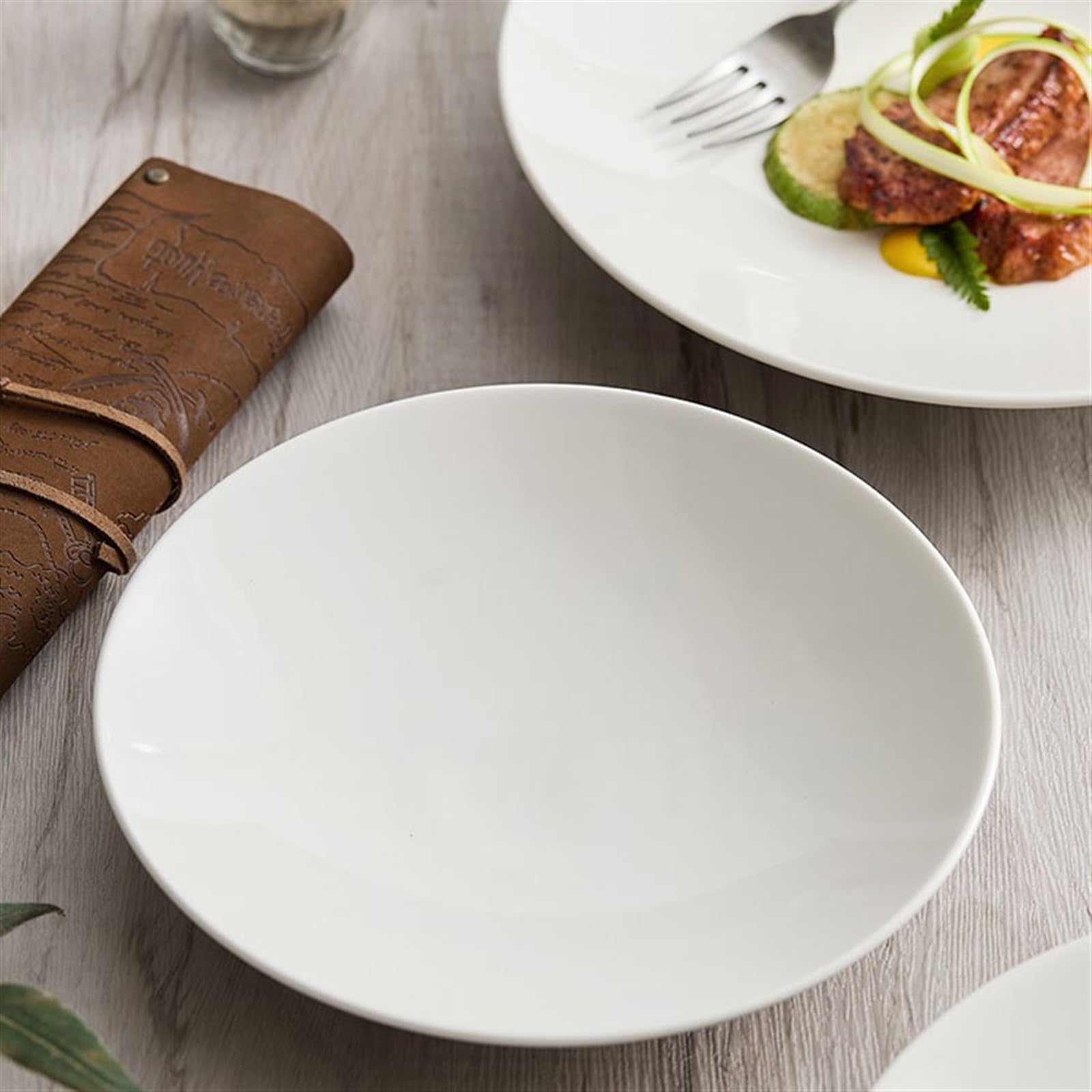 zastawa stołowa 8,2 cala/9 cali/9,8 cala jasny luksusowy biały talerz ceramiczny o wysokiej temperaturze talerz sałatkowy owocowy komercyjny talerz do serwowania zestaw zastawy stołowej(9.8 inch)