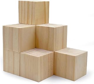 SIWUCHYE Unfinished Wood Cubes 2 Inch - Pack of 8 Natural Pine Wooden Blocks for Crafts, DIY Projects & Arts
