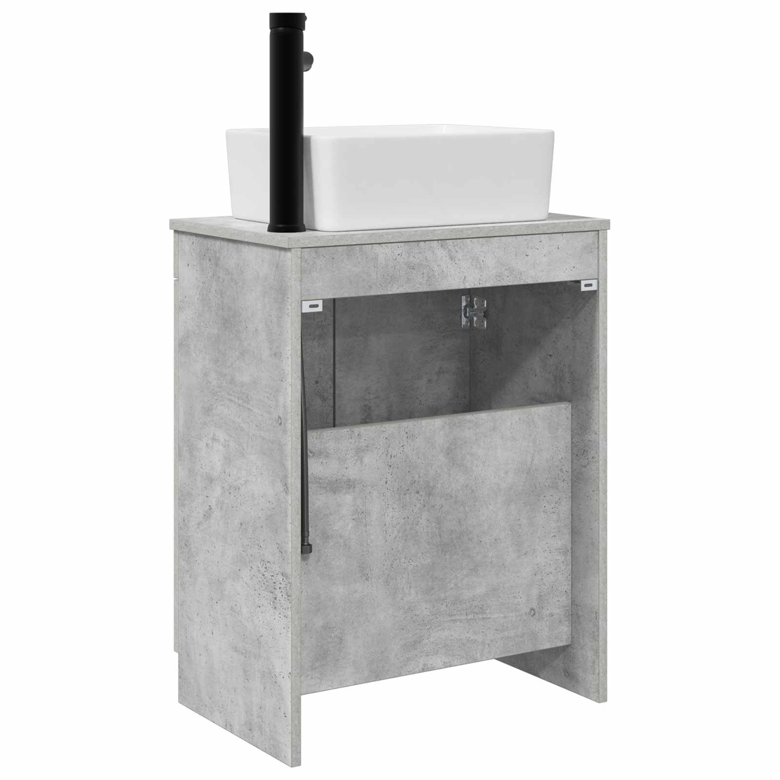 Mobile sottolavabo grigio cemento 54 cm con lavabo | legno, maniglie a bottone in metallo, porte a 90 gradi, ripiani integrati, facile da montare