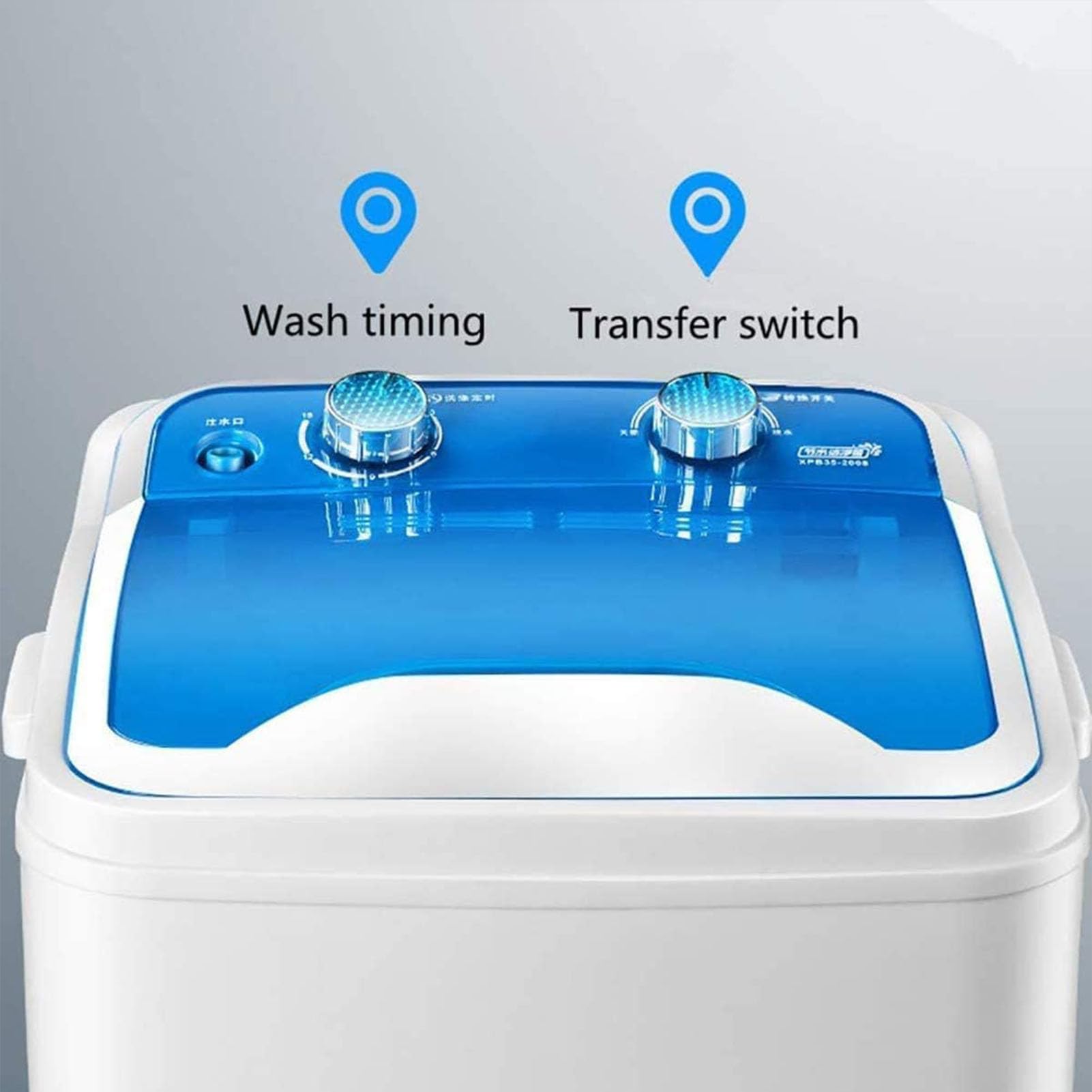 Lavadora Carga Superior Lavadora portátil Hogar Solo Barril Lavadora de Ropa Compacta Pequeña 7KG Capacidad Lavado/Deshidratación Programada con Un Solo Clic Limpieza Profunda (Blue)