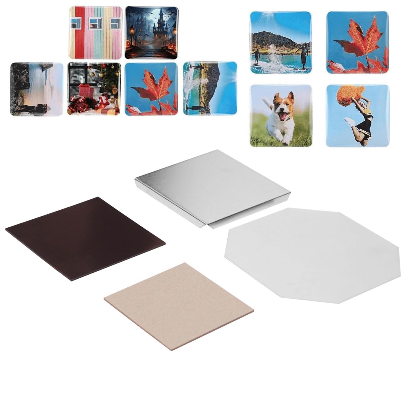 DIY Foto Kühlschrank Magnet Kit, transparente Folie mit Metallschale und Magnet, für benutzerdefinierte Bild-Abzeichen Handwerk