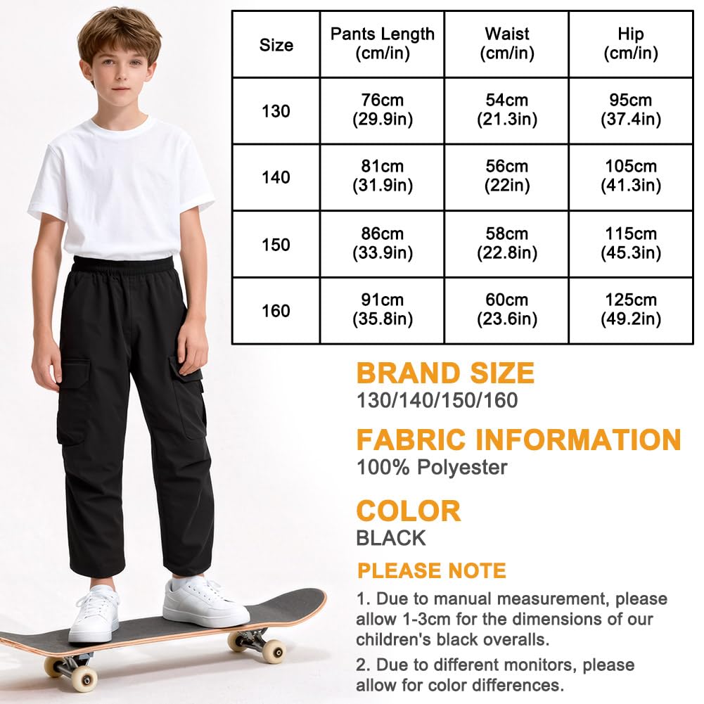 Pantalones para Niño, Pantalones Cargo Junior Jogger con Cintura Elástica y Talón Ajustable, dos Bolsillos Grandes, 7-15 Años