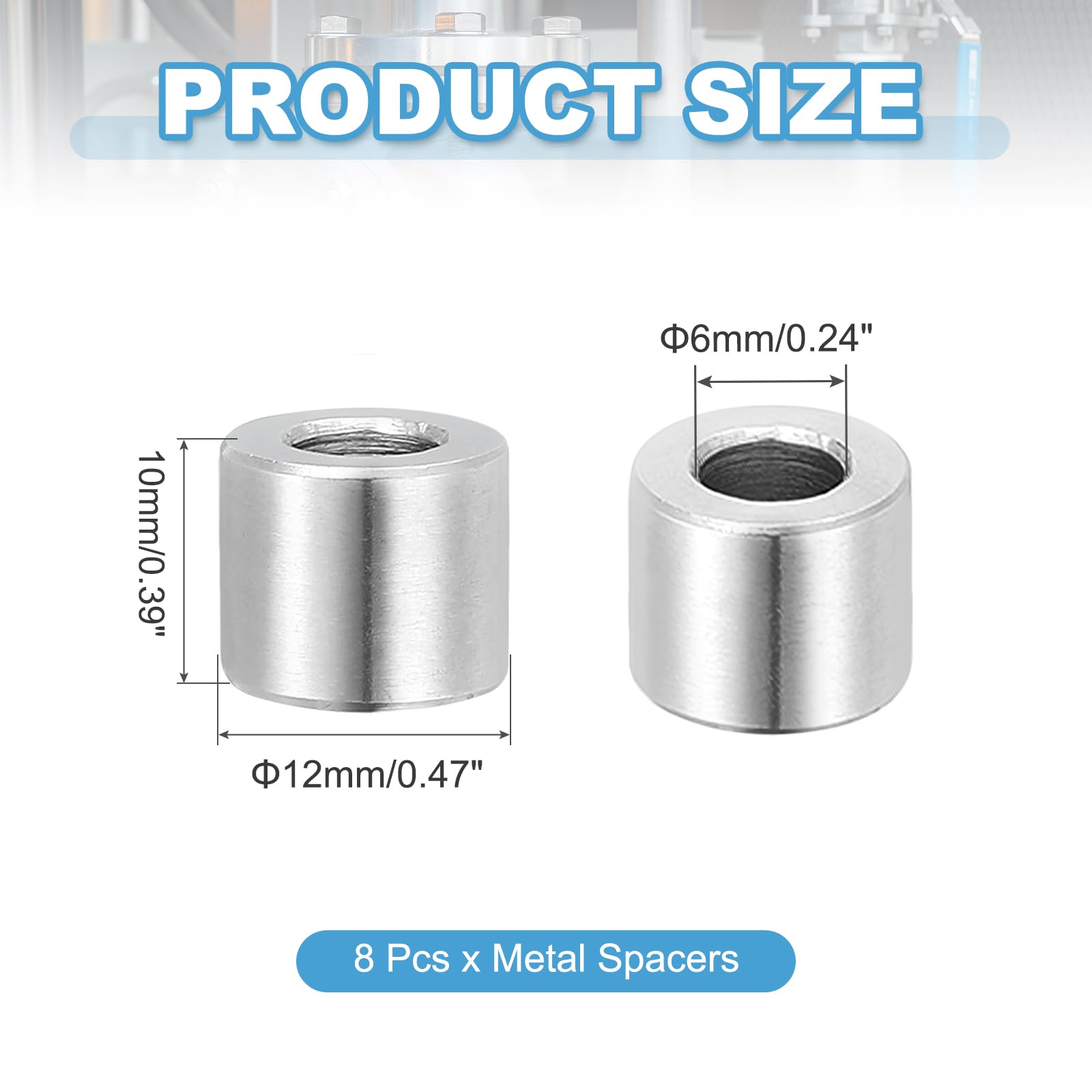 PATIKIL 8 Pcs Stainless Steel Spacers - Image 2