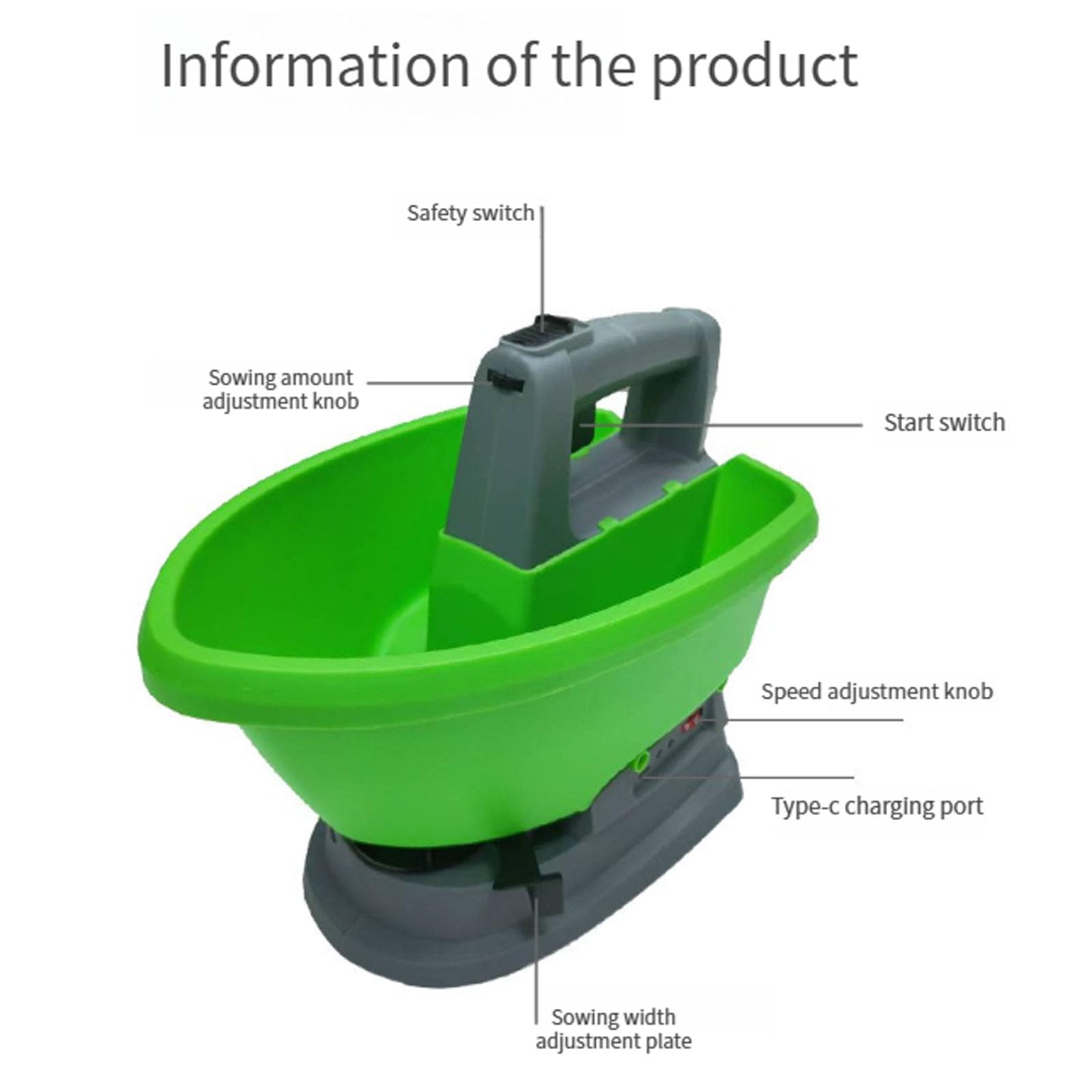 Épandeurs de semis électriques portatifs - Grande capacité de 2863,3 g - Longue durée de vie de la batterie de 4 heures pour une plantation efficace de jardin - Épandeurs à longue batterie