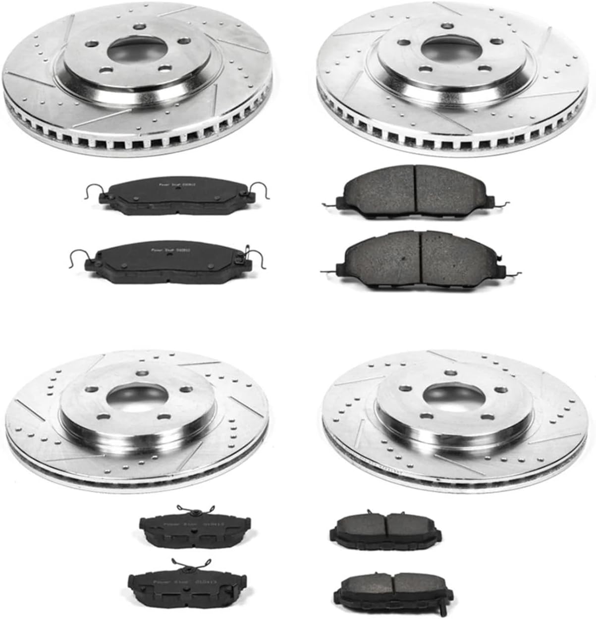PowerStop Front and Rear Brake Kit For Ford Mustang 2011-14 - Drilled and Slotted Disc Rotors with Ceramic Brake Pads Replacement, K5450