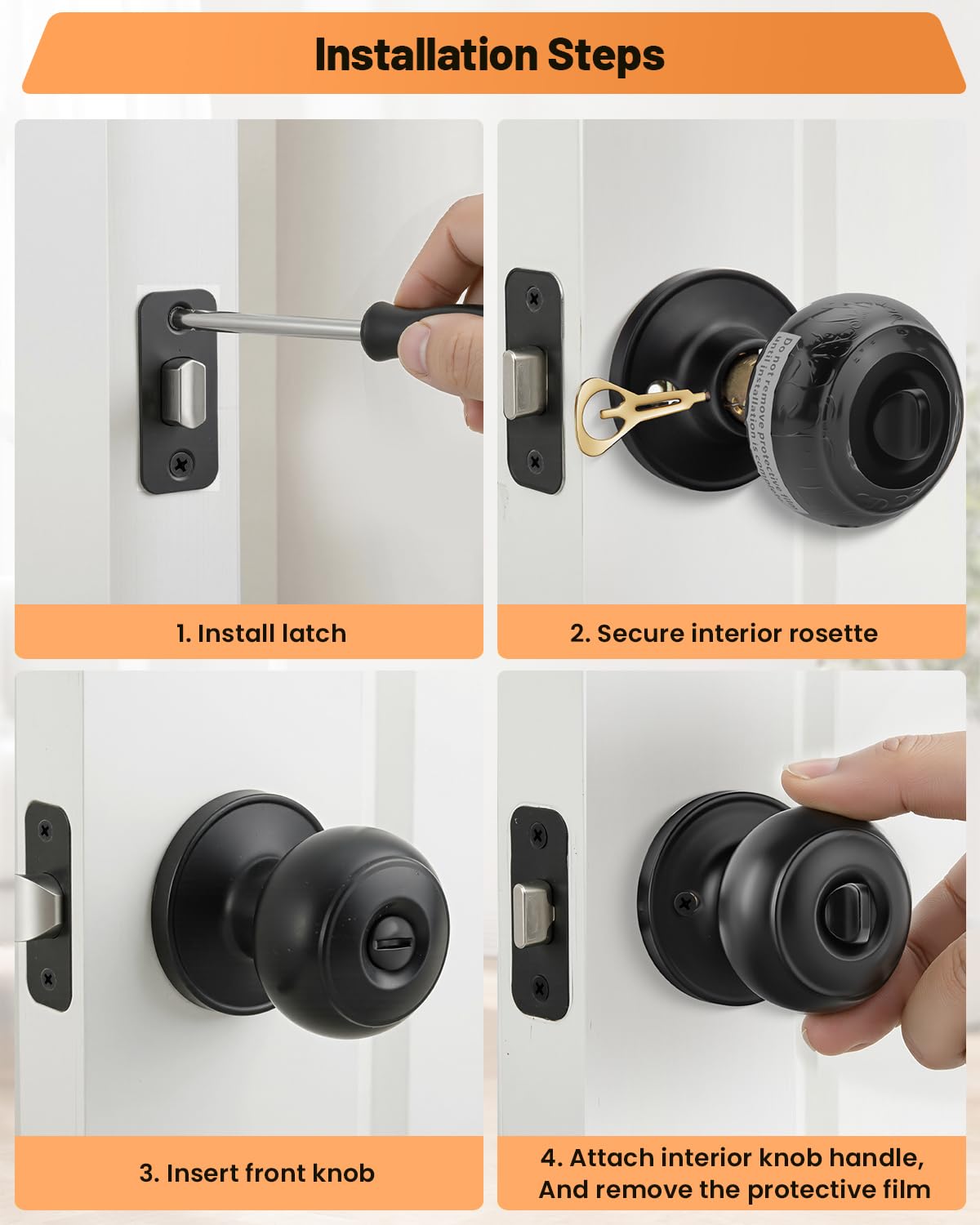 Black Door Knobs, 10 Pack Privacy Door Knobs Interior — Amazon image 7