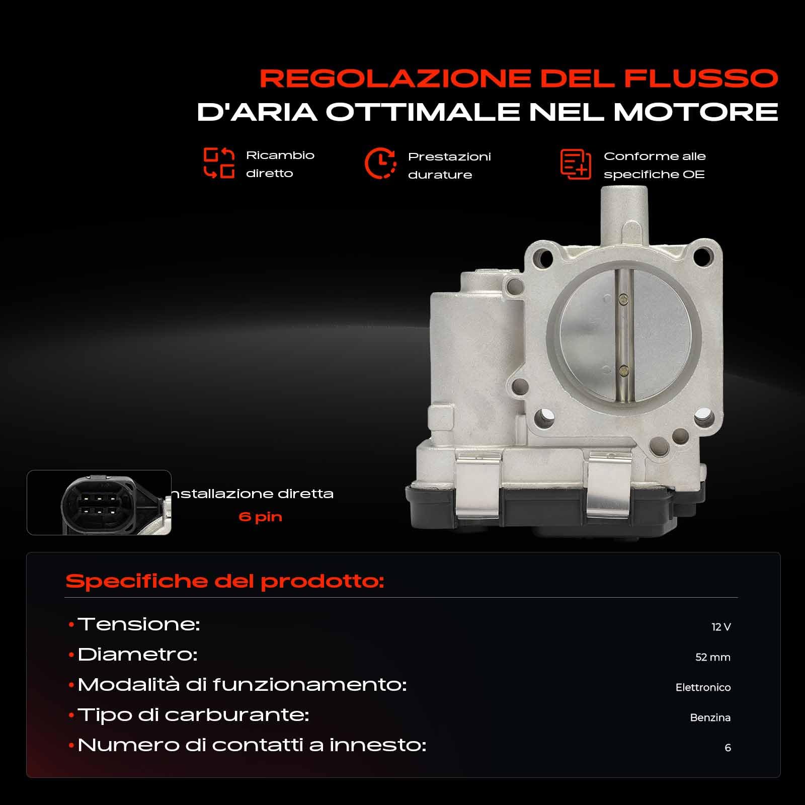 Frankberg Valvola dell'acceleratore Corpo dell'acceleratore Compatibile con Golf Plus 521 5M1 1.6 FSI A3 8P1 1.6 FSI Golf V 1K1 1.6 FSI E.O.S 1F7 1F8 1.6 FSI Golf V 1K1 1.4 FSI Replace# 03C133062A