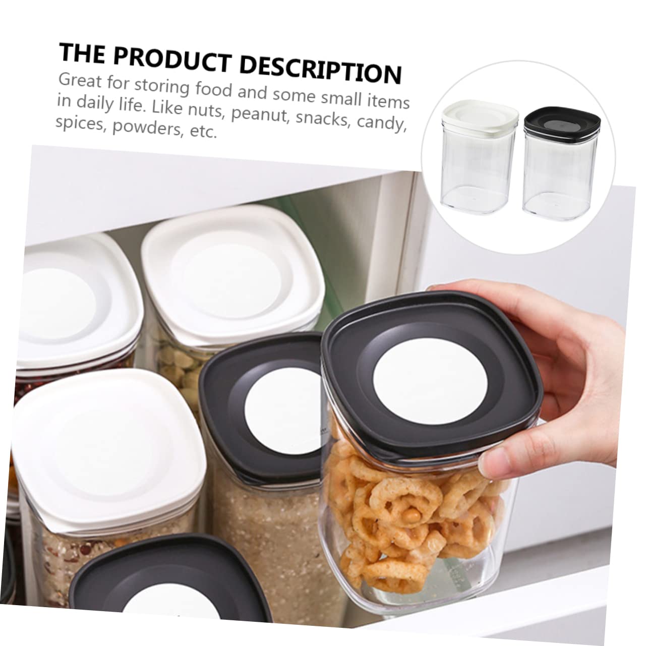 Amazon｜Cabilock 2個プラスチック製食品保存容器 キャップ付き 透明