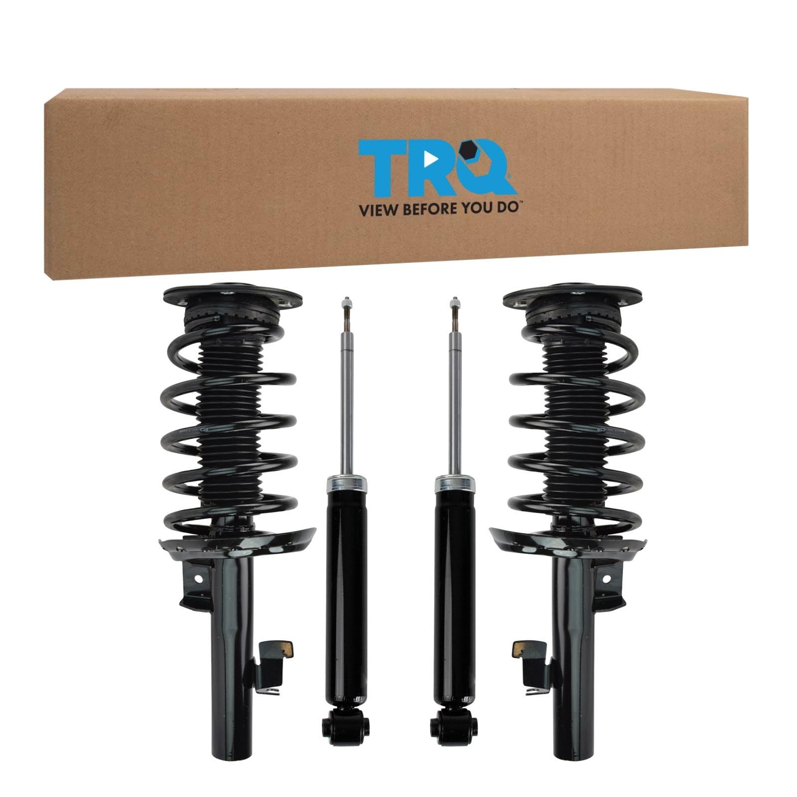 TRQ Front and Rear Complete Strut Assembly &amp; Shock Absorber Kit Complete Strut &amp; Coil Spring Assembly Compatible with 2008-2010 Volvo V70 2008-2011 XC70