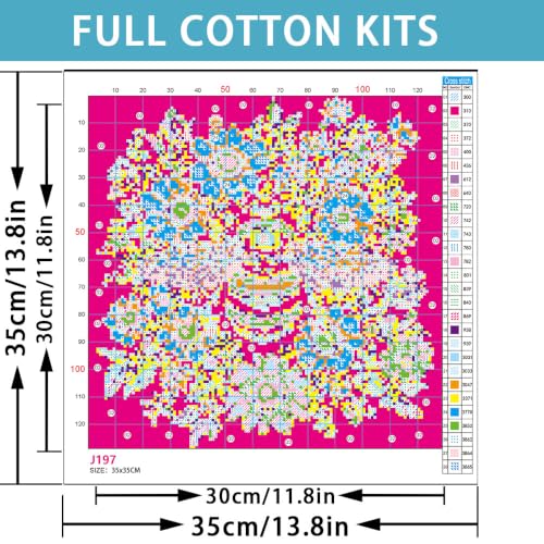 Image of Bee Flowers Stamped Cross Stitch Kits Embroidery Starter Kit for Adults | 11CT Needlepoint Printed Counted Cross-Stitch Animals Patterns Beginners Dimensions Kit Arts and Crafts 14x14inch
