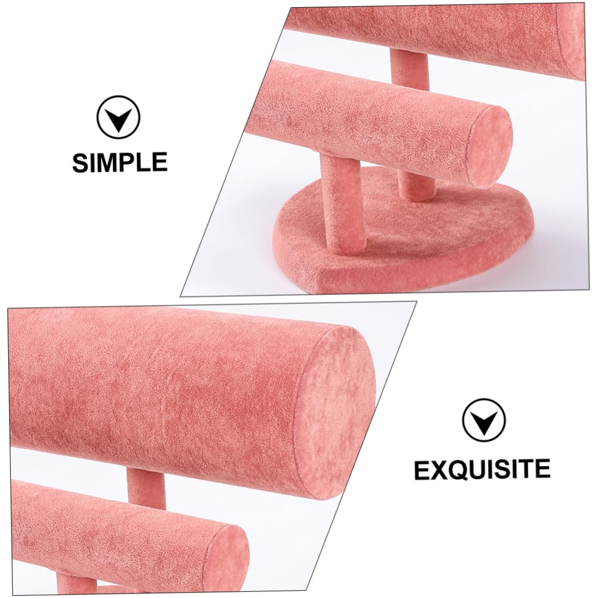 COLLBATH Présentoir à Bracelets et Montres en Pvc et Feutre Rose à Double Couche pour Rangement Pratique et Protection la Perte, pour Présentation à Domicile
